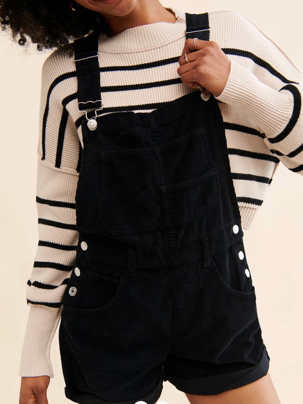 We The Free Black Ziggy Corduroy Shortalls overalls